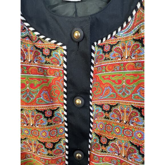 Carlisle Jacket Women 10 Black Earthtones Cotton Lightweight Designer Career - Picture 3 of 11